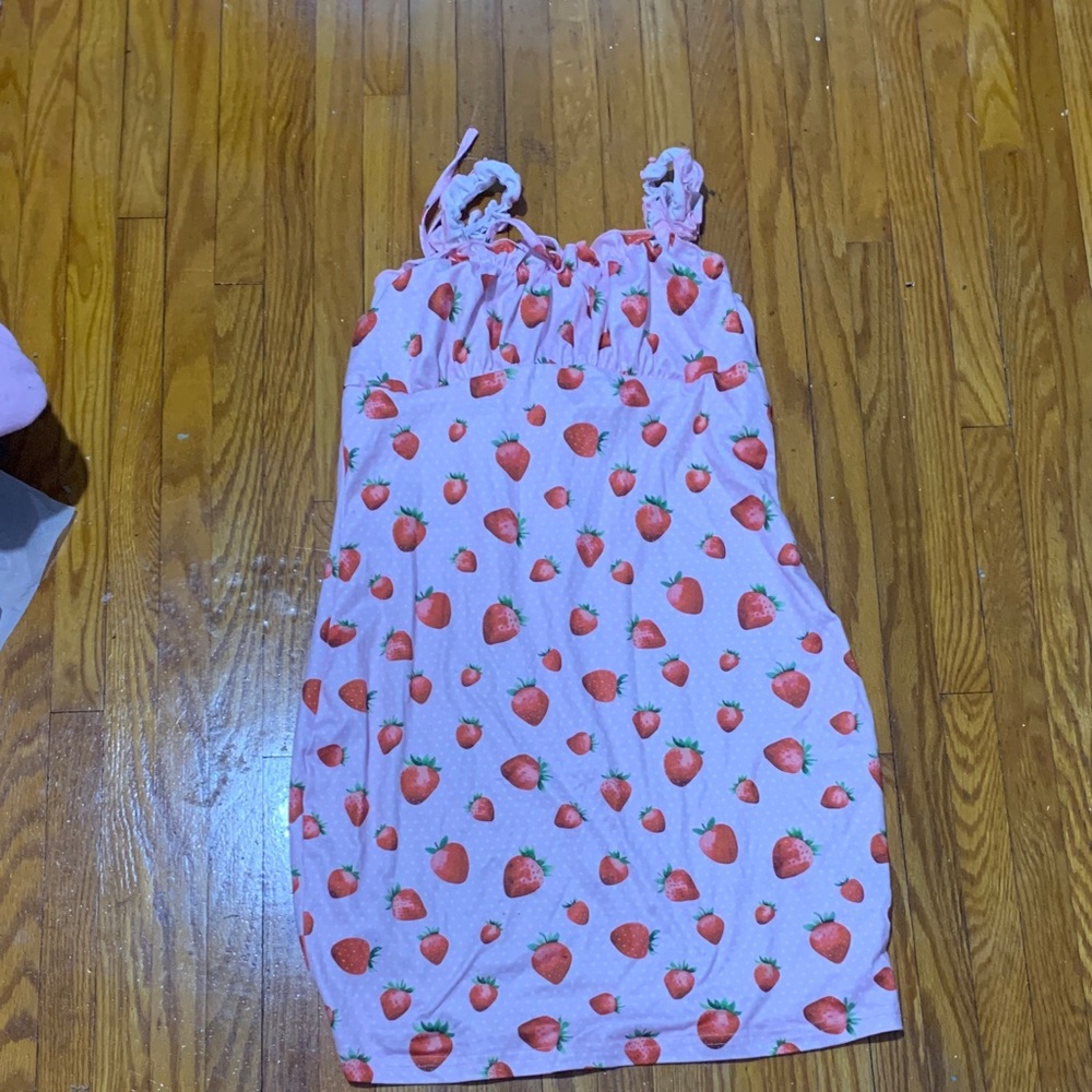 Pink Strawberry Print Sundress